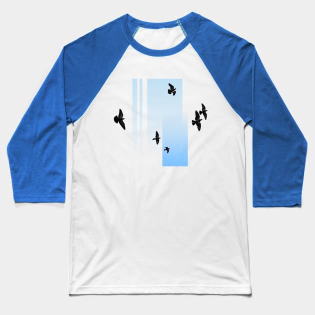 Birds Baseball T-Shirt by Fjordly